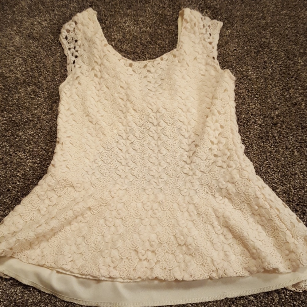 Cream lace peplum top